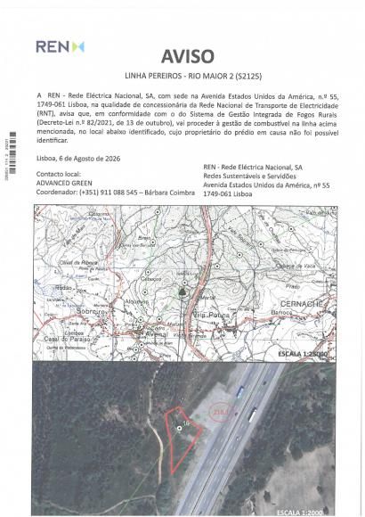 Aviso REN - Gest&atilde;o de Combustiveis na Linha Pereiros-Rio Maior 2 (S2125)
