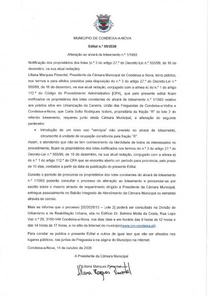 Edital 85/2026