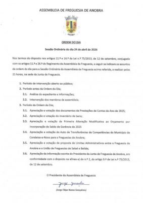 Assembleia Ordin&aacute;ria de 24 de abril de 2026