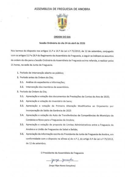 Assembleia Ordin&aacute;ria de 24 de abril de 2026