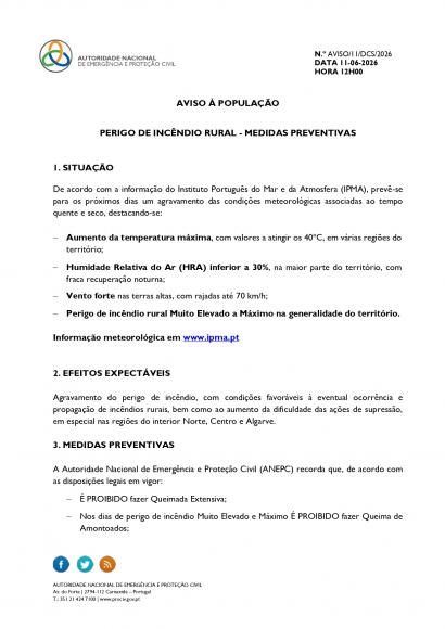 AVISO &Agrave; POPULA&Ccedil;&Atilde;O  PERIGO DE INC&Ecirc;NDIO RURAL - MEDIDAS PREVENTIVAS