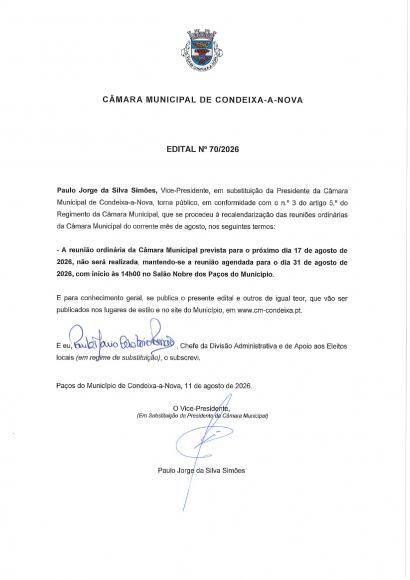 Edital 70-2026 - Altera&ccedil;&atilde;o das Reuni&otilde;es de Agosto-2026