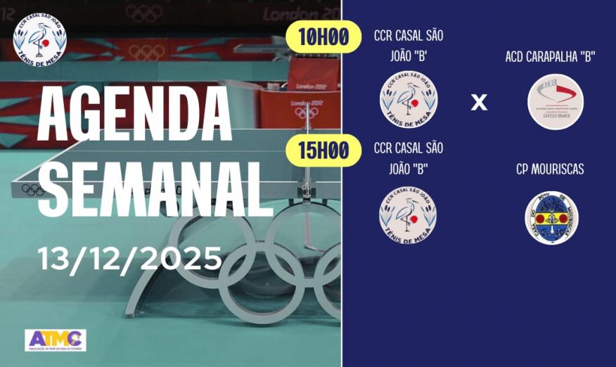 Agenda semanal Tenis CCR Casal S&atilde;o Jo&atilde;o