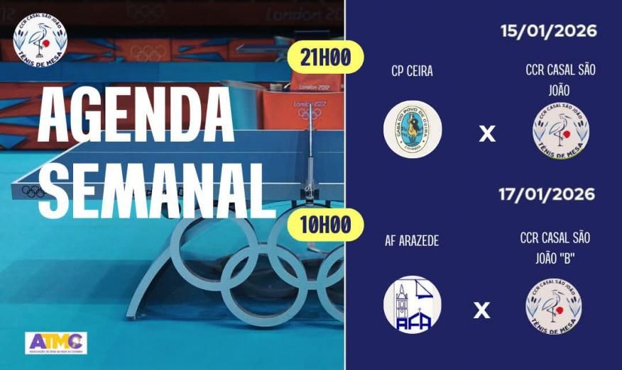 Agenda semanal Tenis CCR Casal S&atilde;o Jo&atilde;o