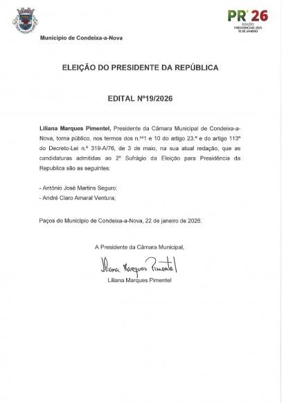 Elei&ccedil;&atilde;o do Presidente da Republica - EDITAL 19-2026