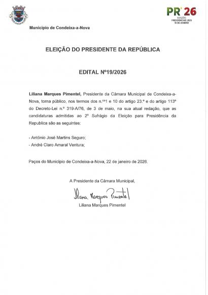Elei&ccedil;&atilde;o do Presidente da Republica - EDITAL 19-2026