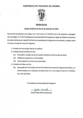 Assembleia Ordin&aacute;ria de 25 de setembro de 2026